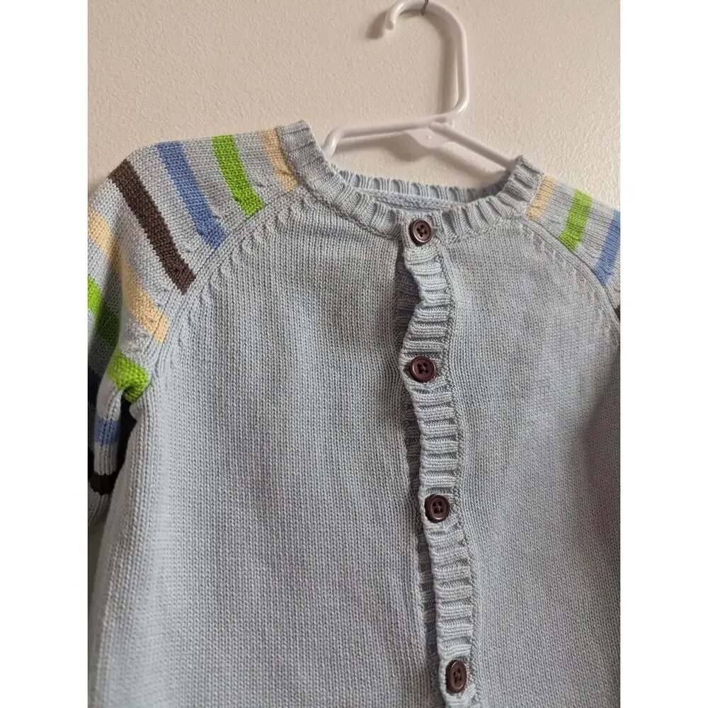 Vtg Y2K Tiny Tilia 12-18m Blue Sweater Cardigan Stripe Preppy Avon